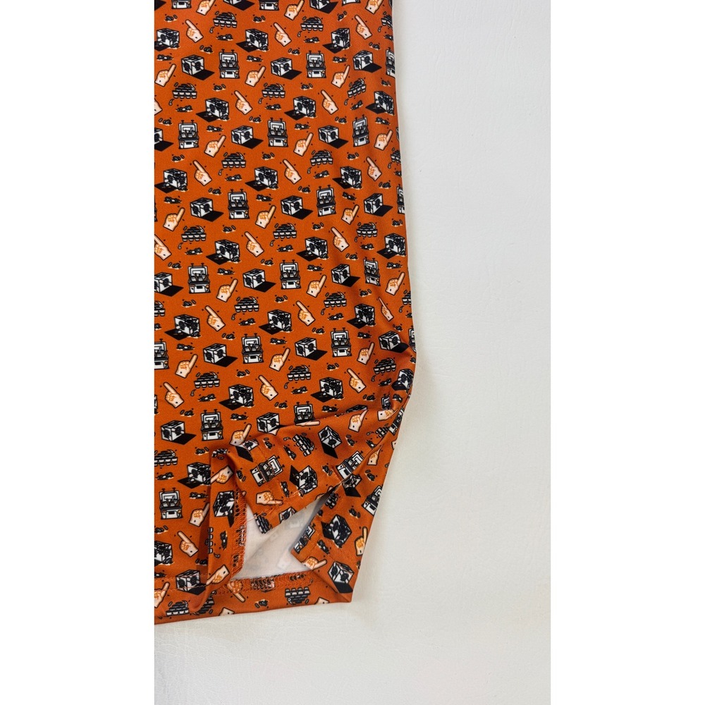 Old Row Men XL Orange Tailgate Print Performance Polo Shirt Short Sleeve Stretch - Picture 12 of 16
